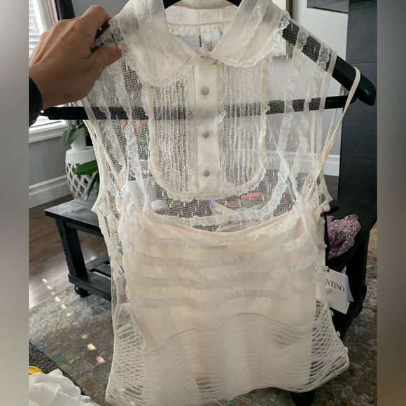 RED Valentino Women's Ruffled Lace Sleeveless Top new with tags Size 2 - Picture 9 of 11